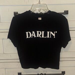 Darling Black Graphic Crop Top